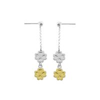 Aretes Trebol 4 Hojas Oro plata