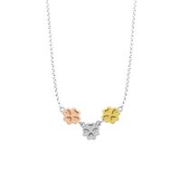 Collar Trebol 3 Hojas Goldensil Plat 925