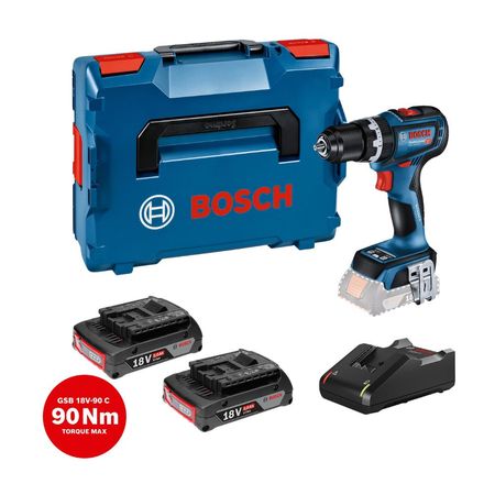Taladro percutor atornillador Bosch GSB 18V-90C + 2 Baterías + Maletín