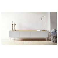 Mesa de TV Clásica Brandon 65"" color Blanco/Duna 1 puerta 2 cajones TU MESITA
