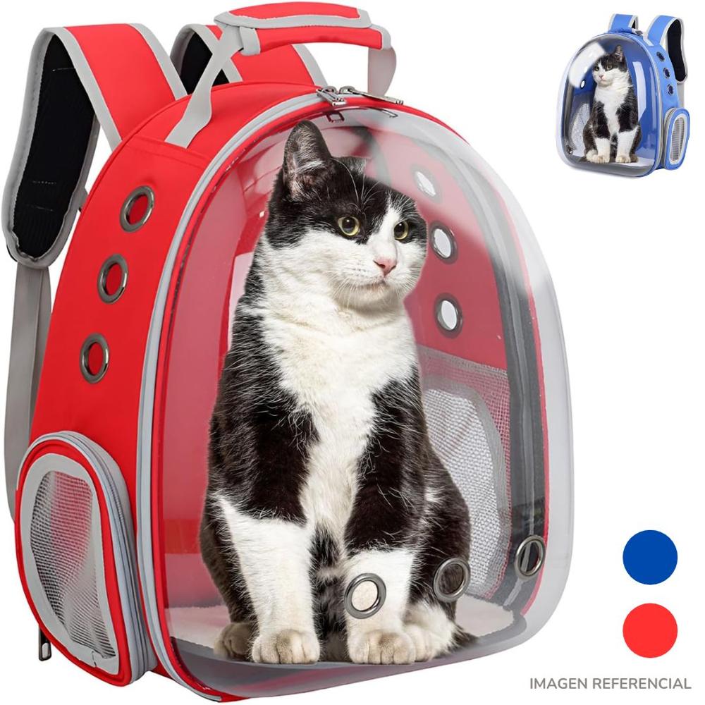 Mochila Transportadora para Mascotas Gatos Azul o Rojo