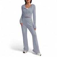Conjunto Mujer Hilo Pantalon Campana 359G-60 Color Gris