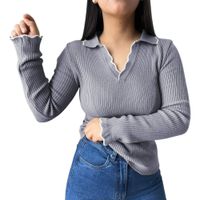 Sueter Mujer Hilo Mlarga Ondulado 359G-21 Color Gris