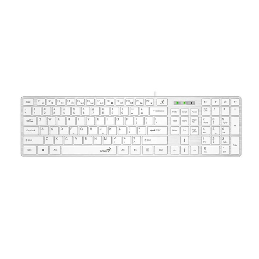 TECLADO GENIUS SMART SLIMSTAR 126 USB MULTIMEDIA SP, COLOR BLANCO P/N: 31310017409