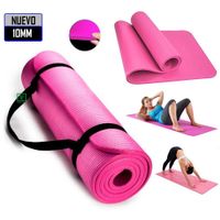 Mat de yoga pilates 10 mm con elástico portátil Rosado