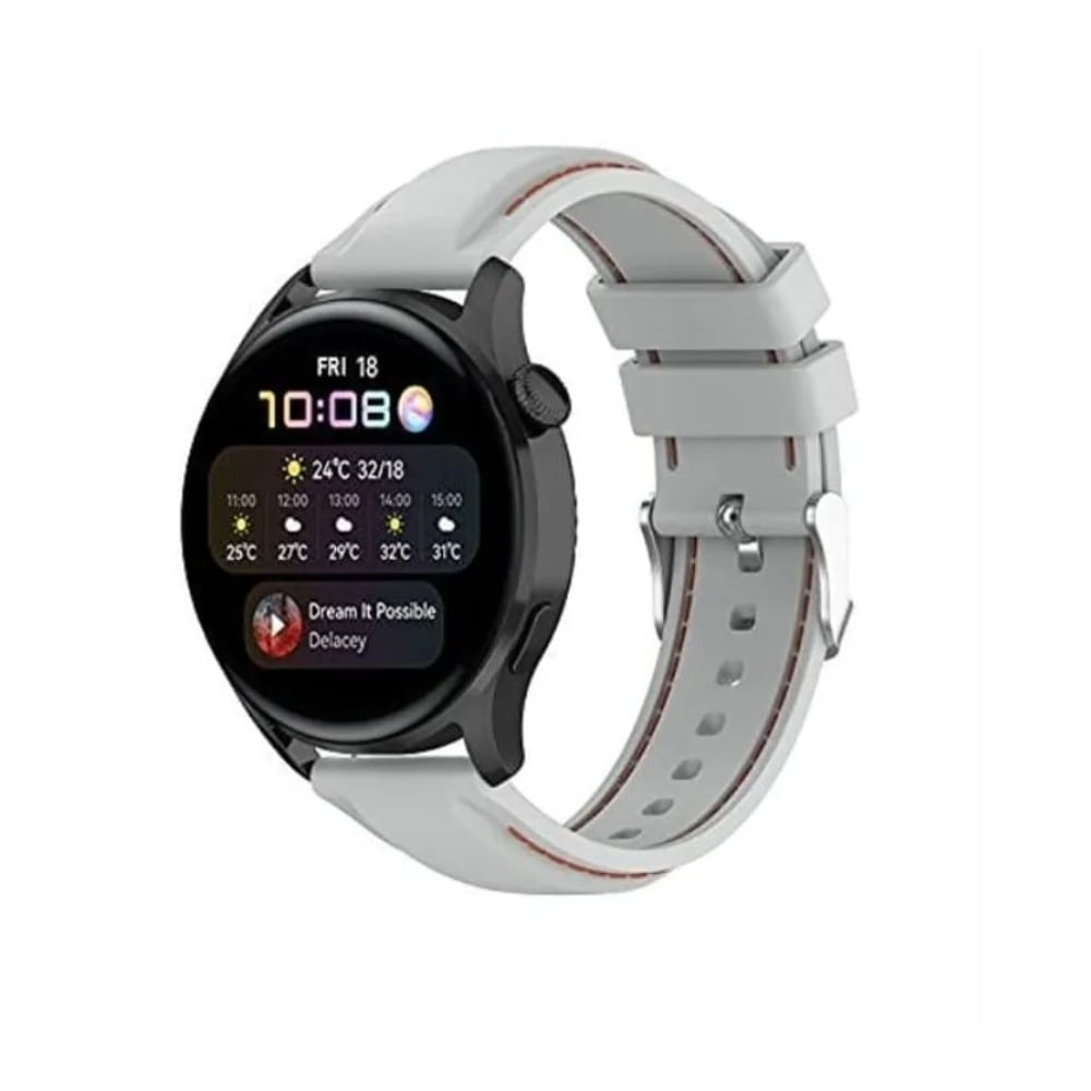 Correa silicona cosida para smartwatch 22mm gris