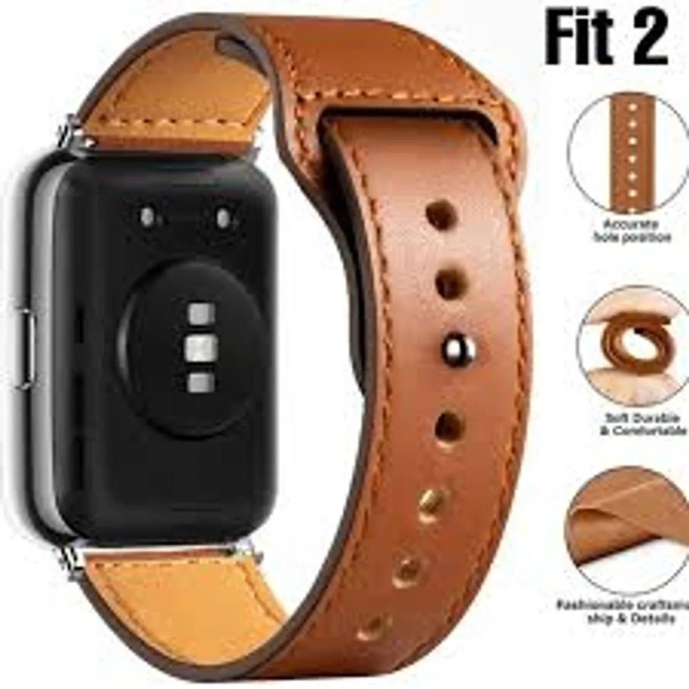 Correa de cuero para huawei watch fit 2 marron