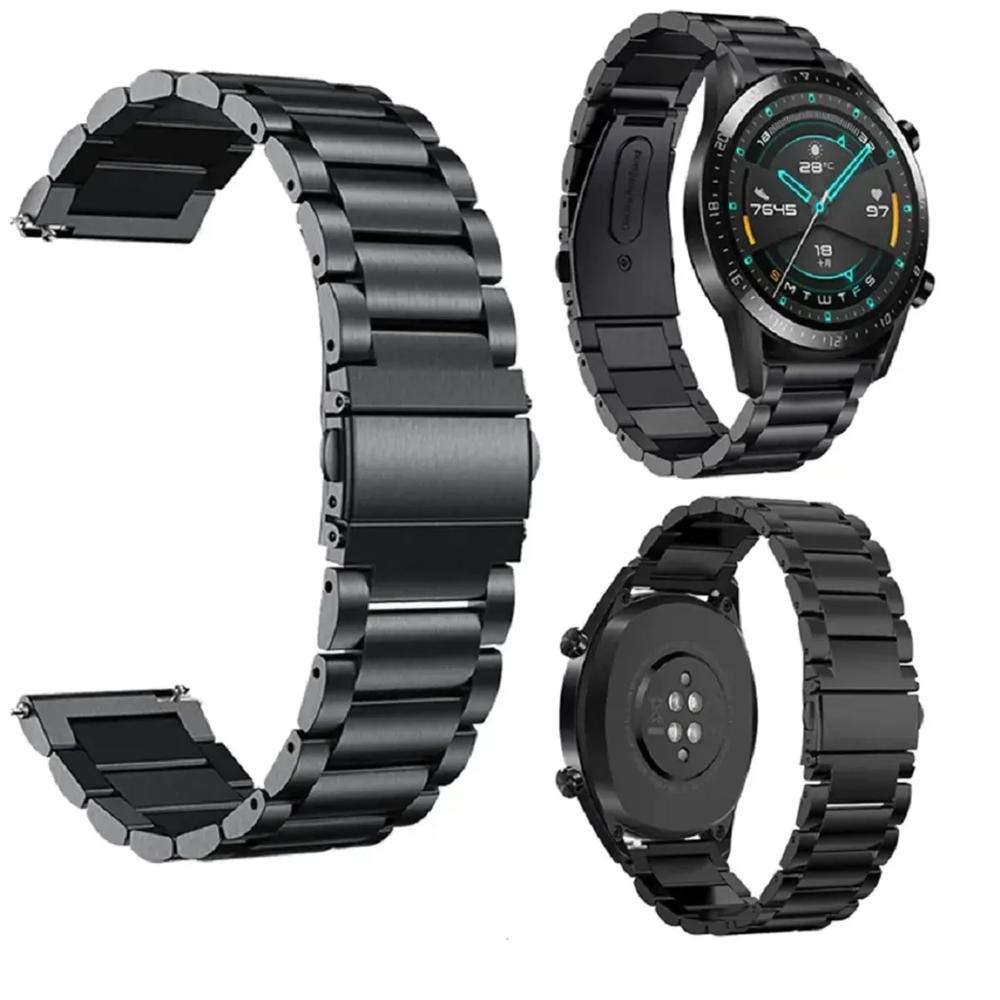 Correa de eslabones acero inox para smartwatch 22mm negro