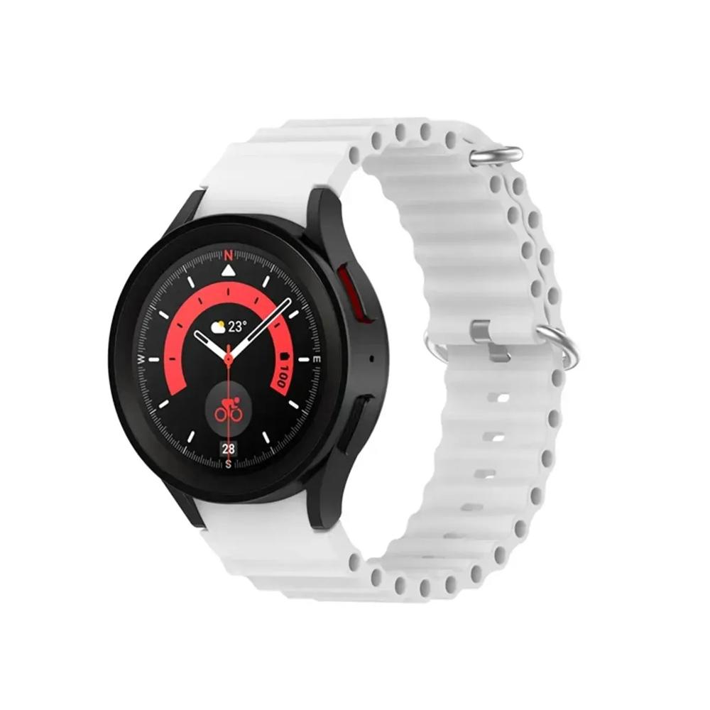 Correa silicona corrugada para samsung watch 4-5-5 pro-6 blanco
