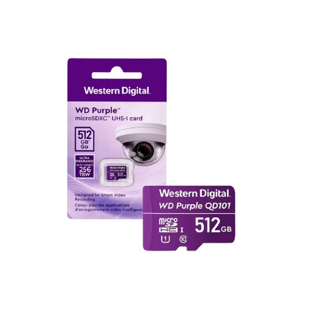 MEMORIA MICROSD WESTERN DIGITAL PURPLE SC QD101 512GB, UHS-I U1, CLASS10 P/N: WDD512G1P0C