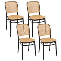 Set x 4 Sillas Terraza Plástica Cairo Negra/Beige