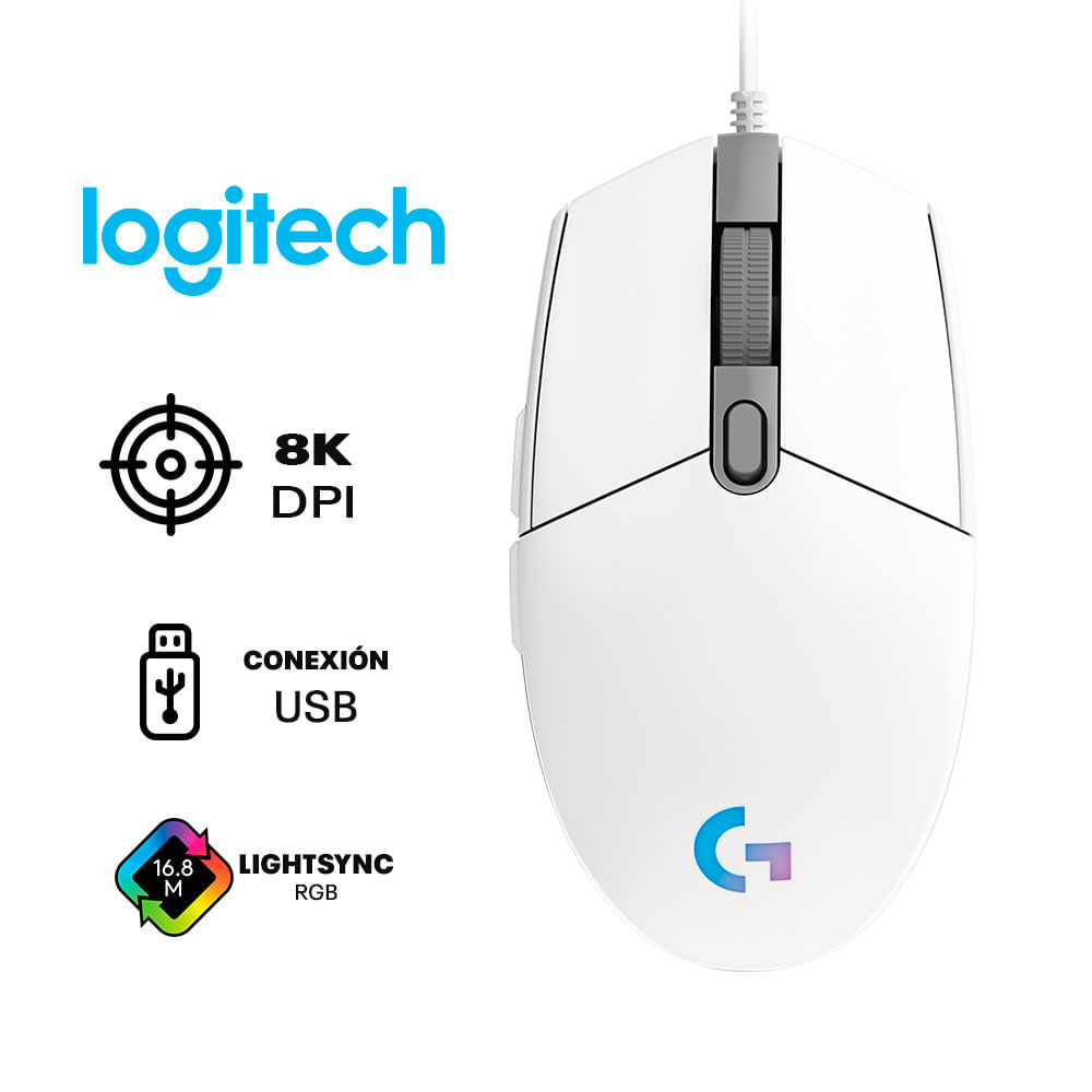 Mouse Logitech G203 Lightsync -Blanco