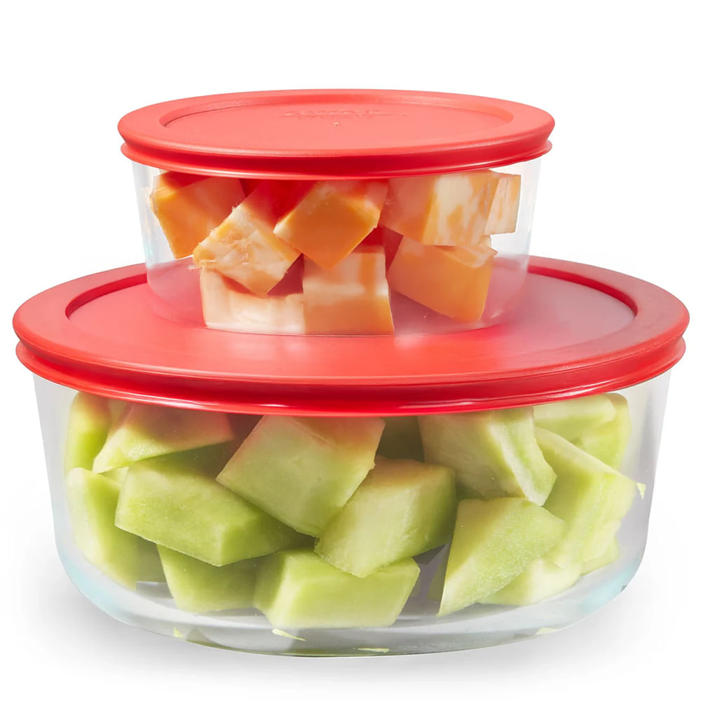 Taper Pyrex Redondo 2pzas con Tapa de Plástico 470ml + 1.6 L | PlazaVea ...