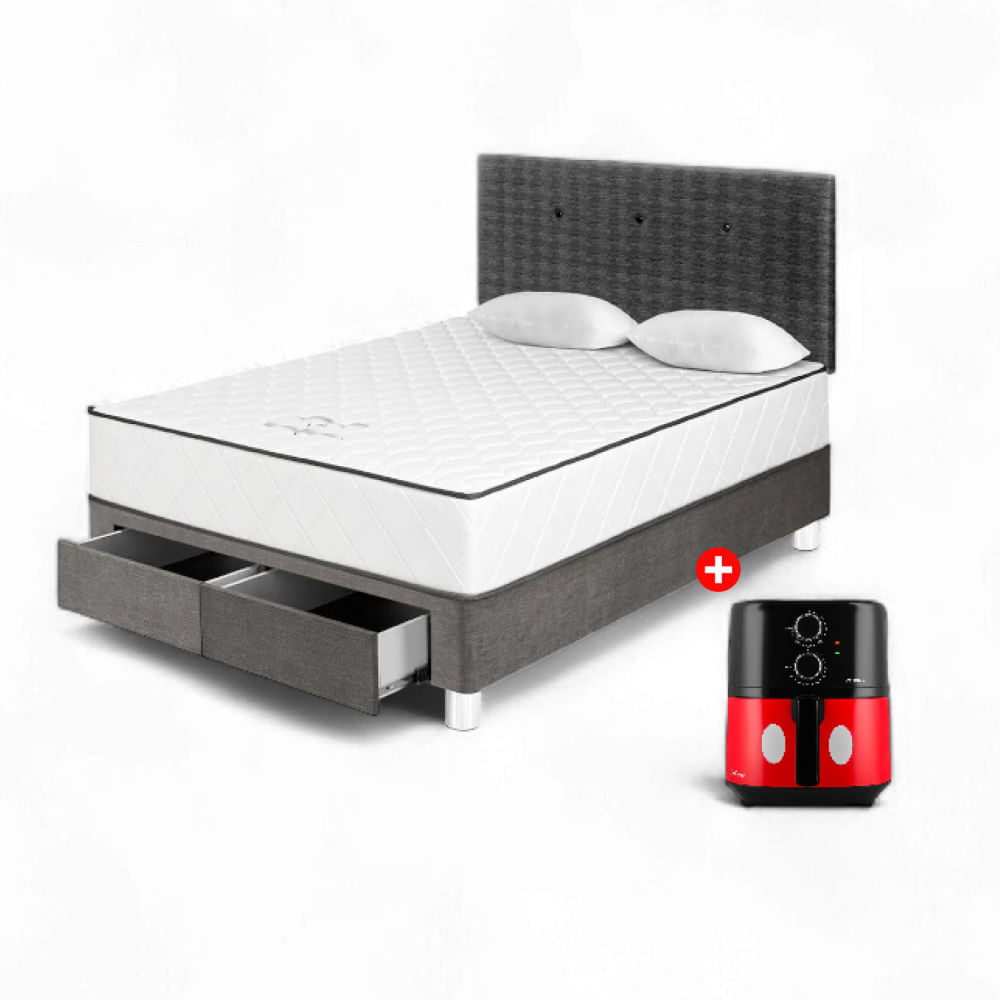 Dormitorio Vital Con Cajones 2 Plazas + Sofa Cama +Freidora De  Aire 4.5 L Atma Disney + Respaldo Acero