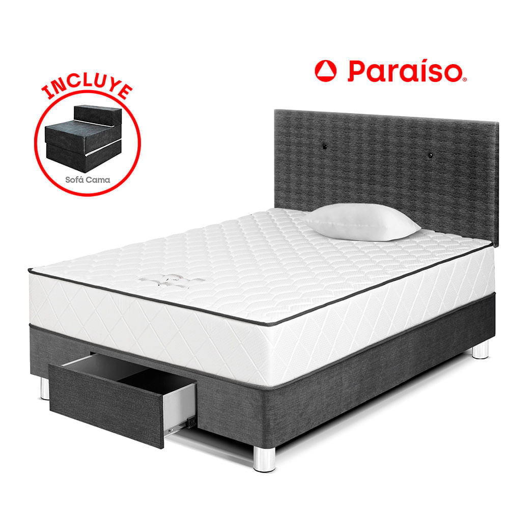 Dormitorio Vital Con Cajones 1.5 Plazas + Sofa Cama + Respaldo Acero
