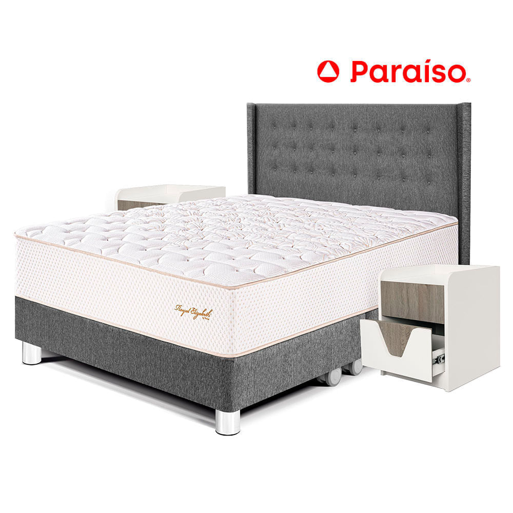 Dormitorio Royal Elizabeth King + 2 Veladores Night + Cabecera Gold