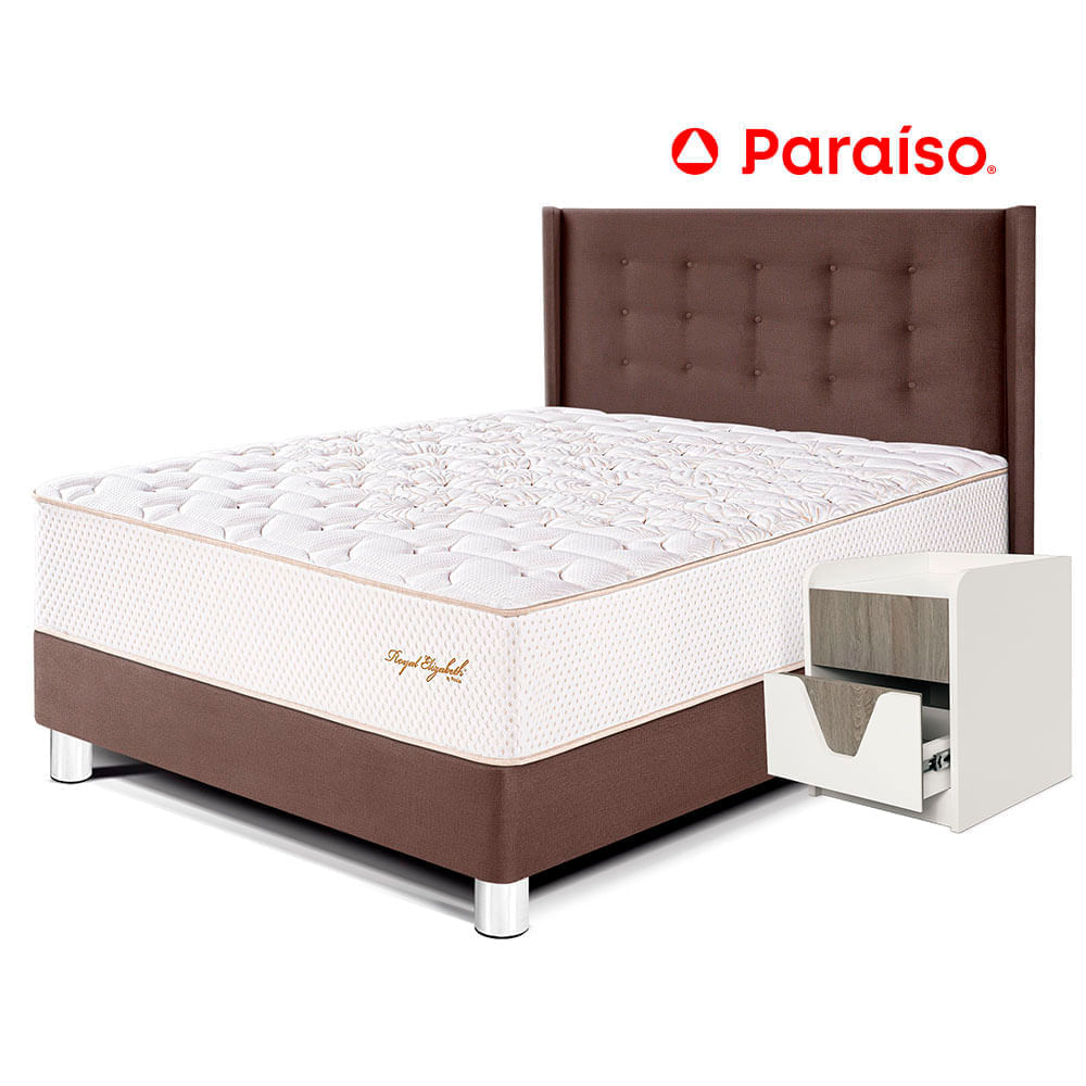 Dormitorio Royal Elizabeth 2 Plazas + 1 Velador Night + Cabecera Gold