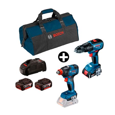 COMBO Llave de impacto Gdx 18v-200 + Taladro percutor Gsb 18v-50 + Cargador y 2 Baterías 4Ah + Maletín