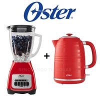Combo Oster licuadora 2 vel rojo de 1.5 L+ hervidora rojo de 1.7 L