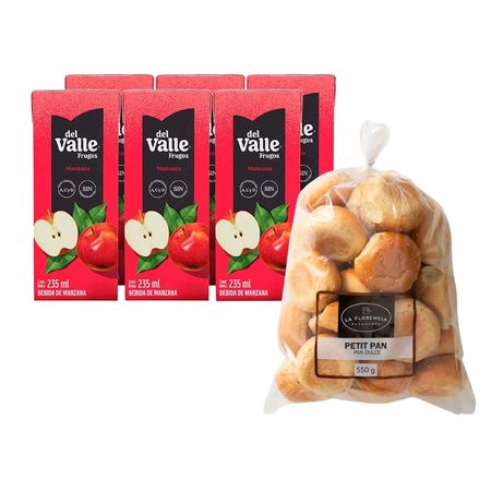 pack-bebida-frugos-del-valle-manzana-caja-235ml-six-pack-petit-pan-embolsado-550g