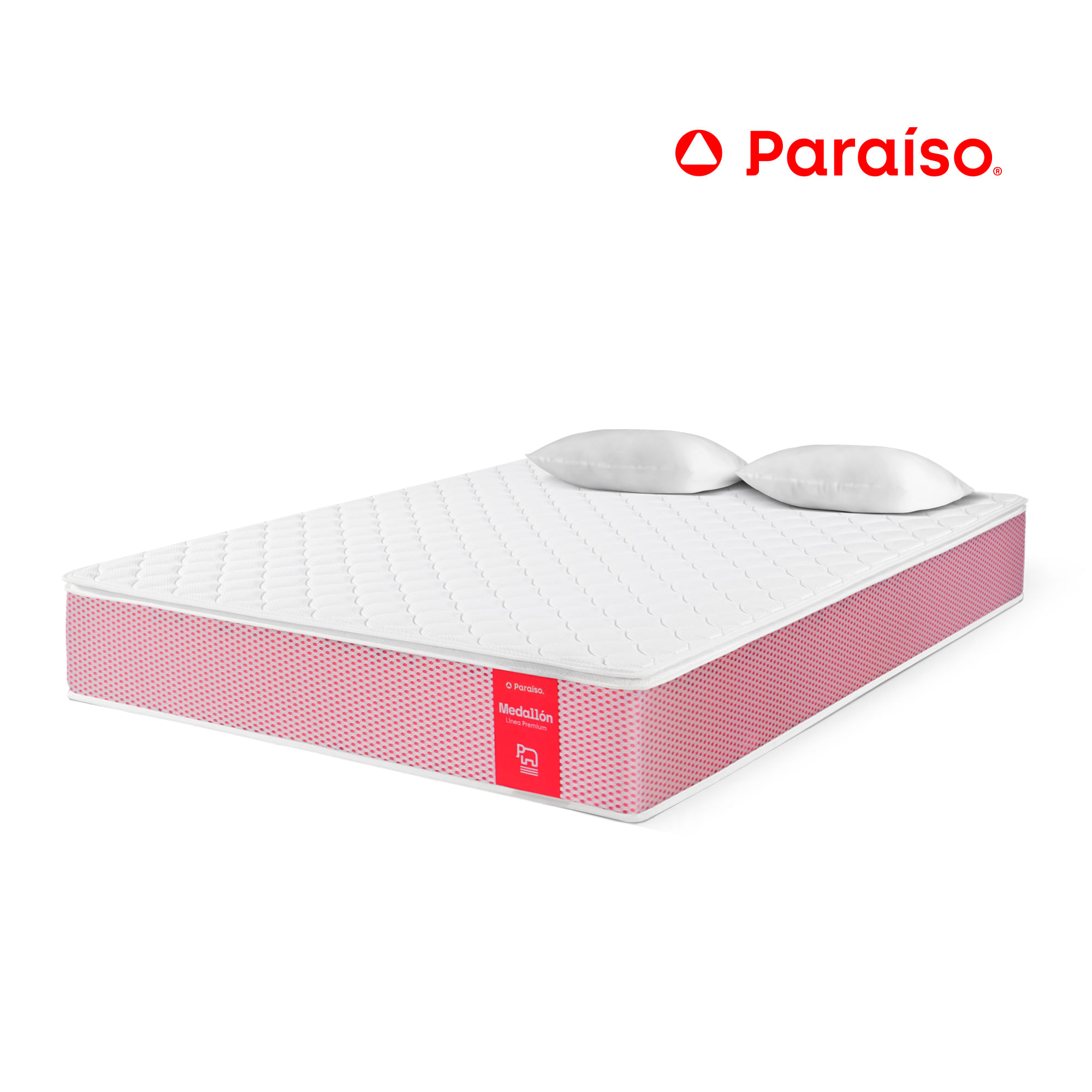 Colchón PARAISO Medallón Ergosoft Queen + 2 Almohadas + Protector