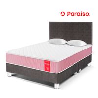 Dormitorio PARAISO Medallón Acero Queen + 2 Almohadas + Protector