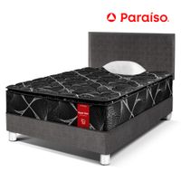 Dormitorio PARAISO Super Star Negro 1.5 Plazas Acero + 1 Almohada + 1 Protector