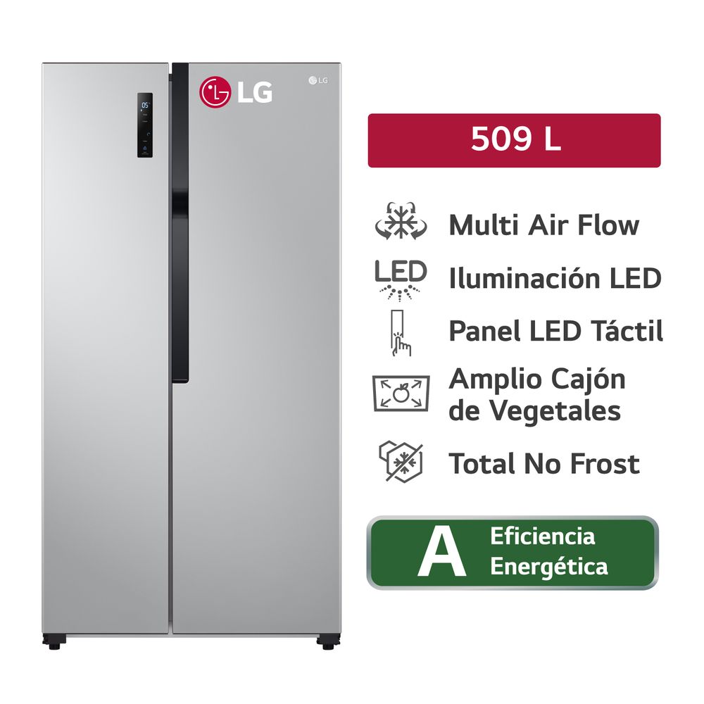 Refrigeradora LG Side By Side LS51BPP 509L Plateado
