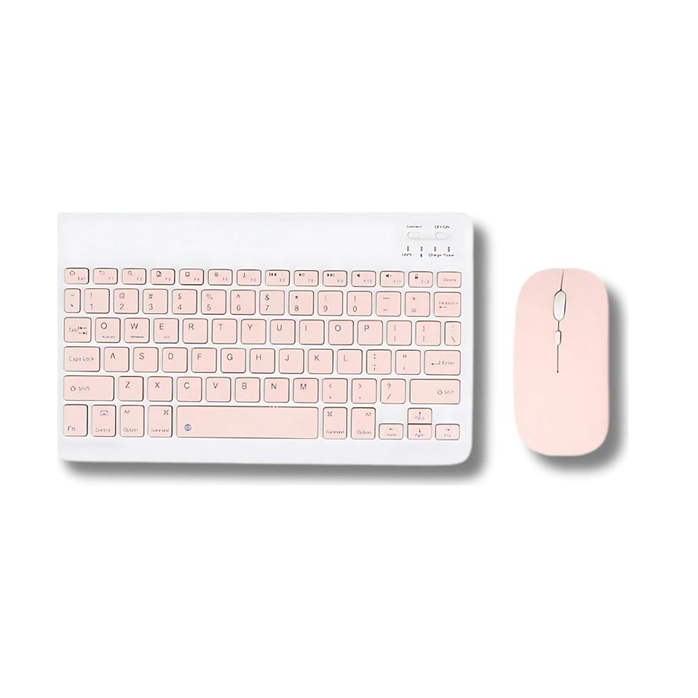 Teclado inalámbrico Bluetooth con Mouse Rosado