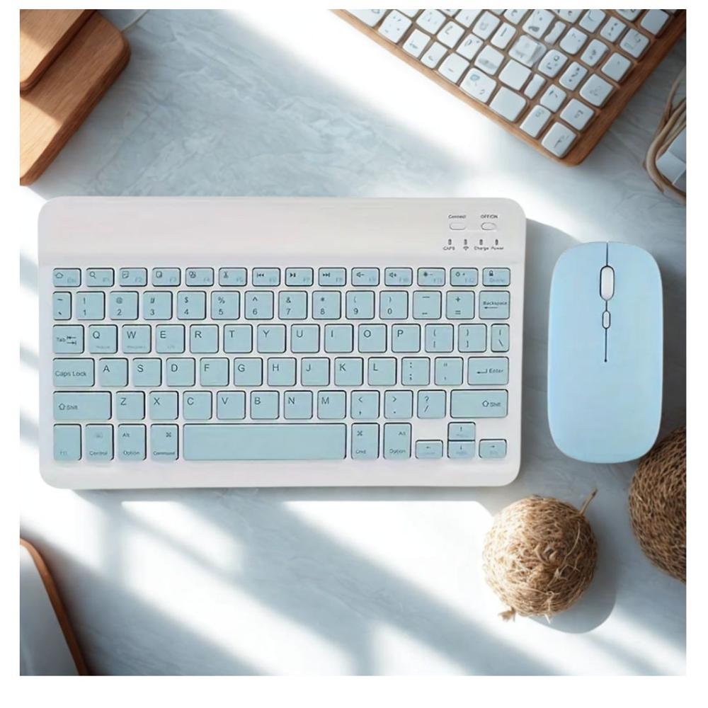Teclado inalámbrico Bluetooth con Mouse Celeste