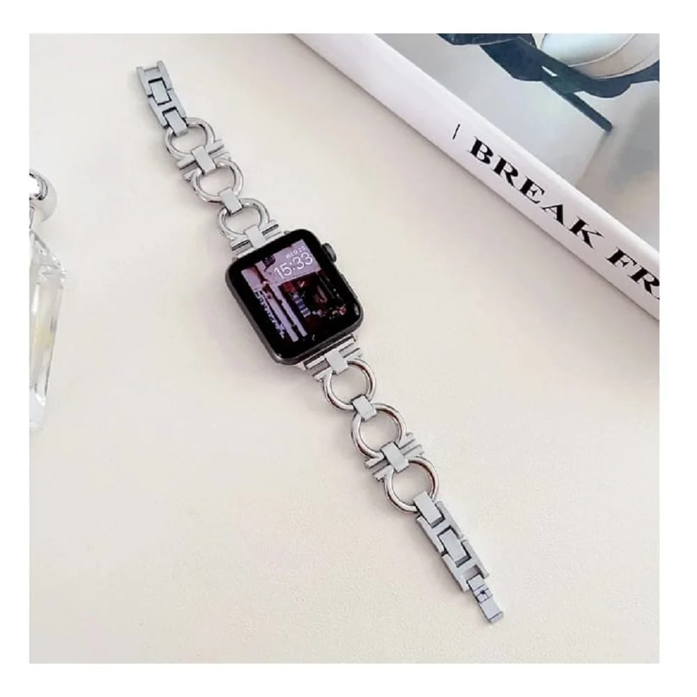 Correa Para Applewatch y Watch Acero Chanel 42 44 45 49mm Plata