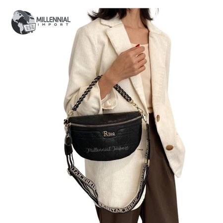 Cartera Riñonera de Mujer con Cadena y Correa Cruzada Cuero PU