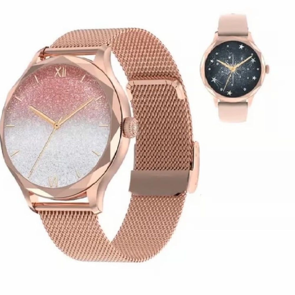 Smartwatch dts diamond doble correa alta gama rosado