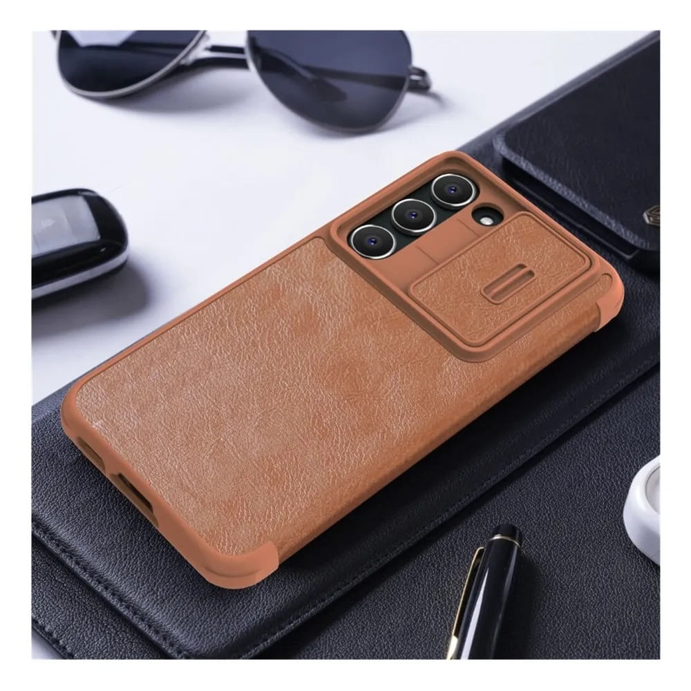 Case Nillkin Qin Pro Leather para Samsung S23 Plus Camel