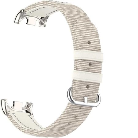 Correa de cuero y tela para Xiaomi Band 8-9 Blanco