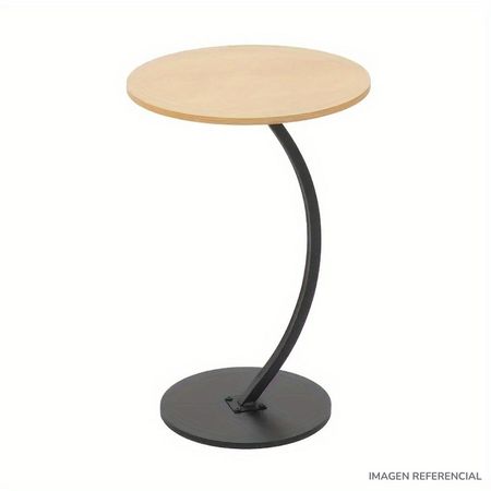 Mesa Auxiliar Circular Moderna en Forma de C Beige con Negro