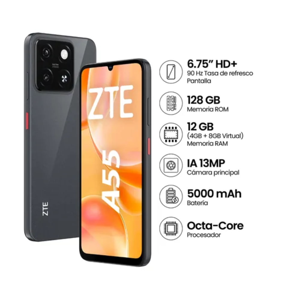 Celular Libre ZTE A55 675 128GB 4GB RAM Black