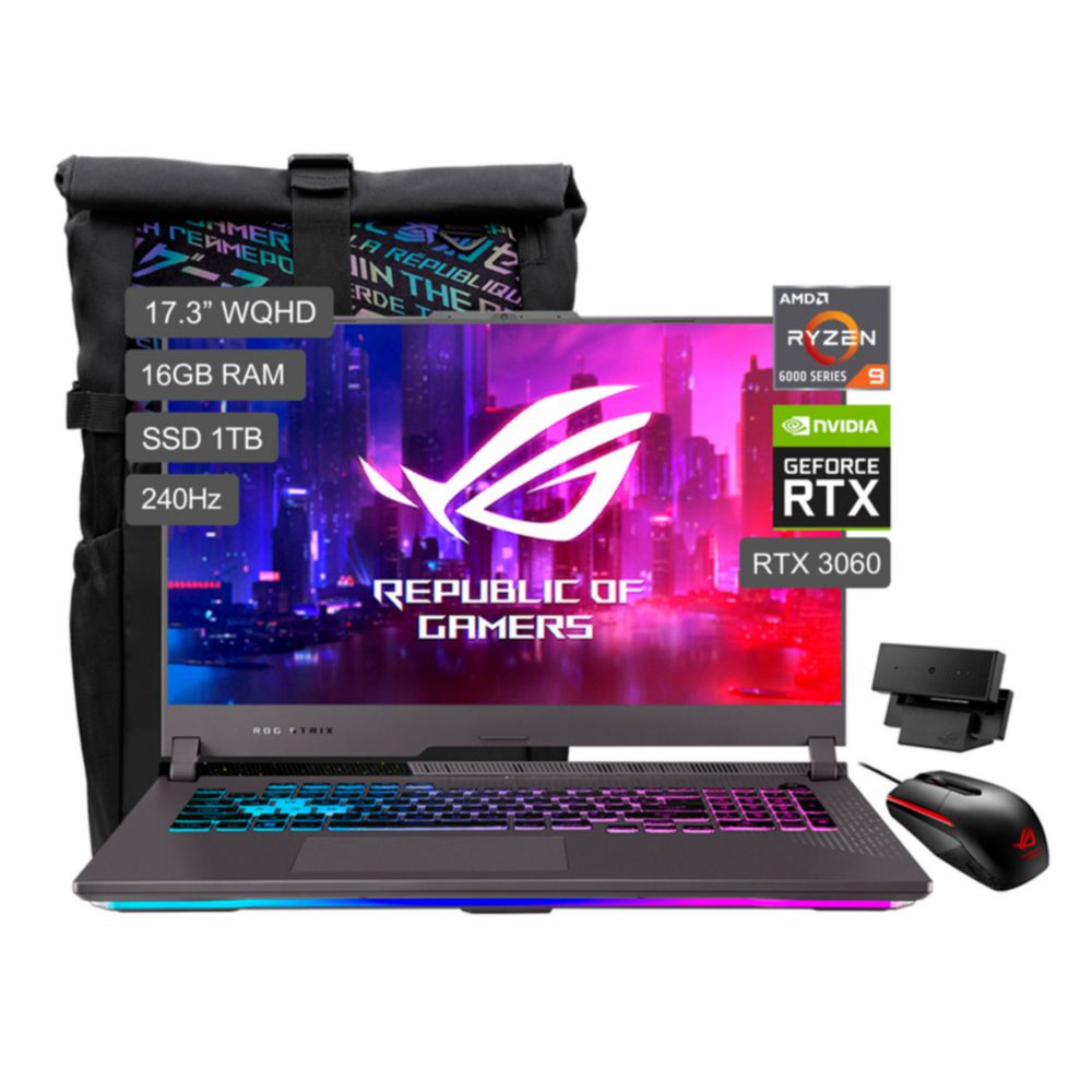 Laptop Gamer Asus ROG Strix G17 G713RM-LL046W AMD Ryzen 9 16GB RAM 1TB SSD 17.3"" RTX 3060