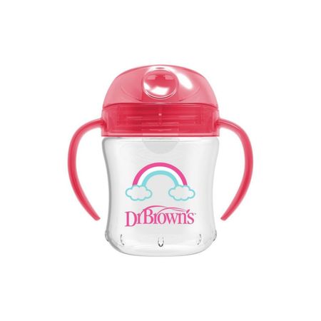 Vaso De Transición Dr Browns Antiderrame Con Boquilla Suave 6 Oz/180Ml Color Rosa