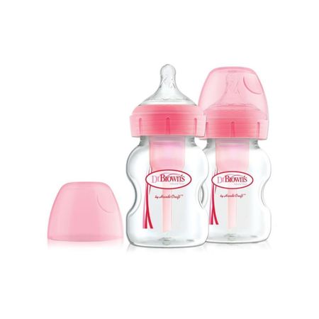 Biberón Para Bebe Dr Browns Pack De 2 De Polipropileno Boca Ancha  5Oz Color Rosado