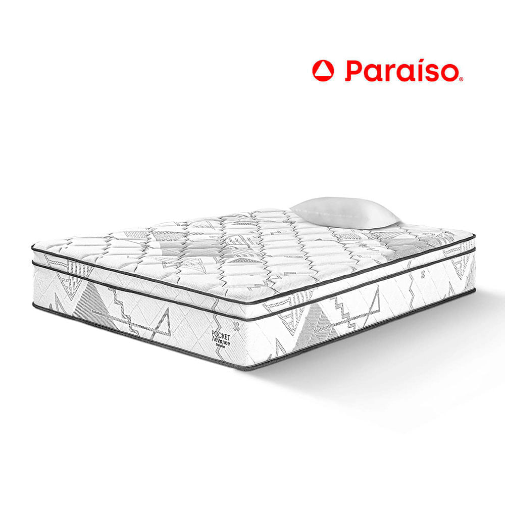 Colchón Paraíso Pocket Advance 1.5 Plazas + 1 Almohada + 1 Protector