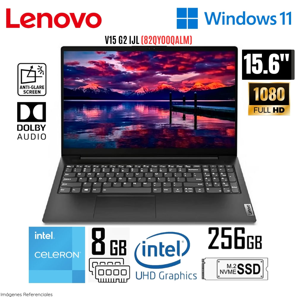 Laptop Lenovo V15 G2 IJL Intel Celeron N4500 8GB RAM 256GB SSD 15.6"" FHD Windows 11 Pro 82QY00SALM