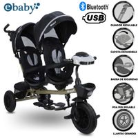 Triciclo Guiador EBABY GEMELAR Black