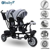 Triciclo Guiador EBABY GEMELAR GRAY