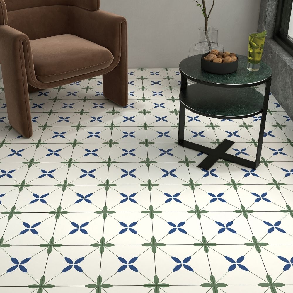 Piso Decorado Graficado Fiore 20x20cm 1m2 Orange