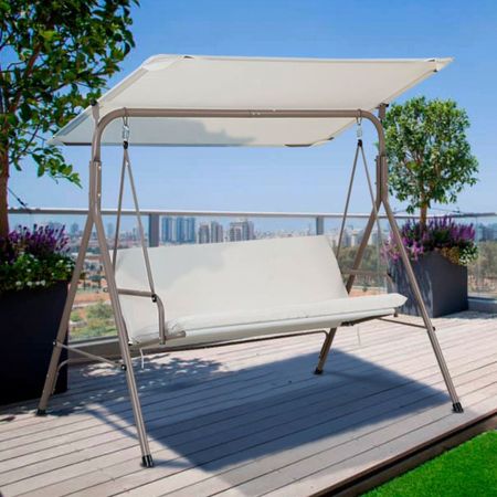 Columpio Terraza Orange 3 Asientos Taupe de Poliéster/Acero al Carbono