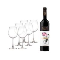Vino Tinto Dizeres Ferrand 750ml + 6 Copas Sommelier