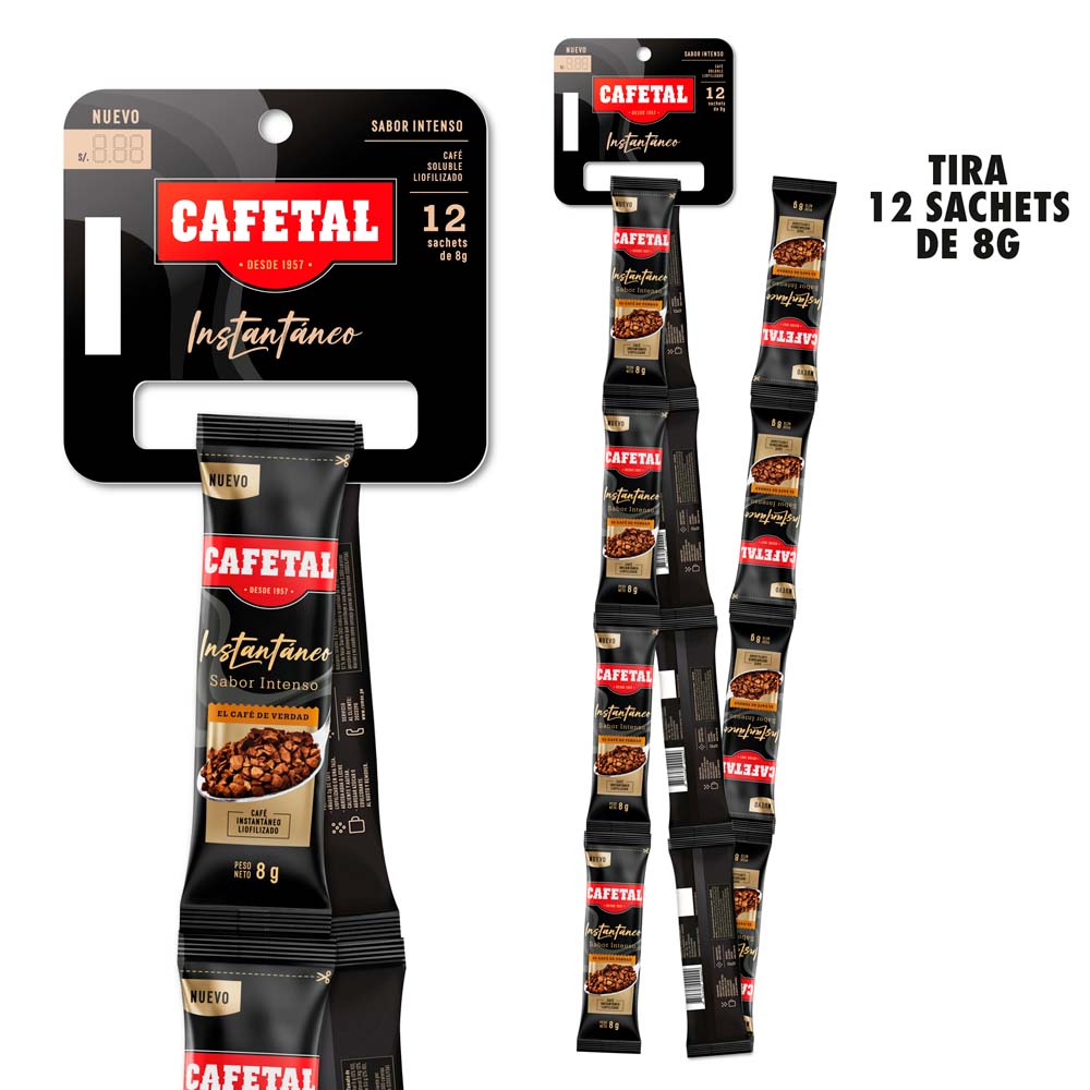 Café Instantáneo CAFETAL Sabor Intenso Tira 12un