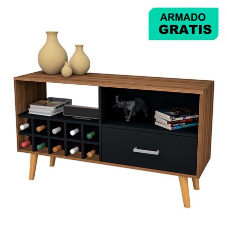 Aparador Botellero Alhonse Tabaco/Negro