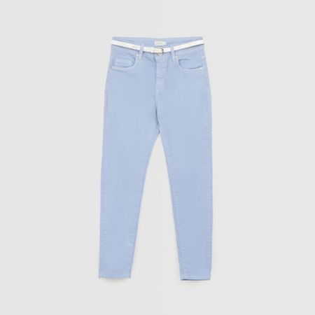 Pantalon Para Teen Niña Zubito Bas Correa Celeste Talla 12